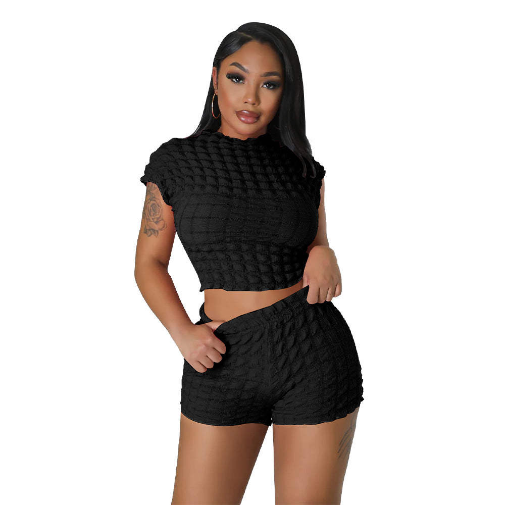 Popcorn Bubble Two-piece Shorts Set