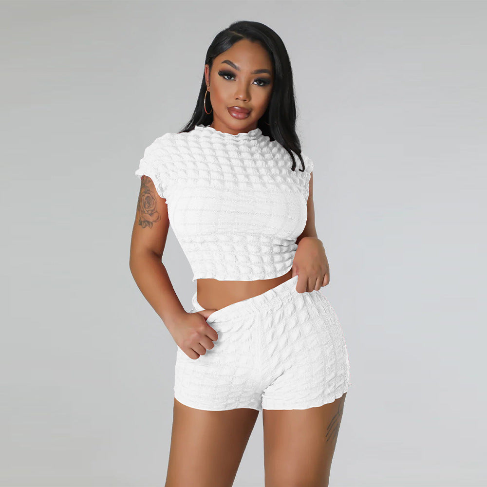 Popcorn Bubble Two-piece Shorts Set