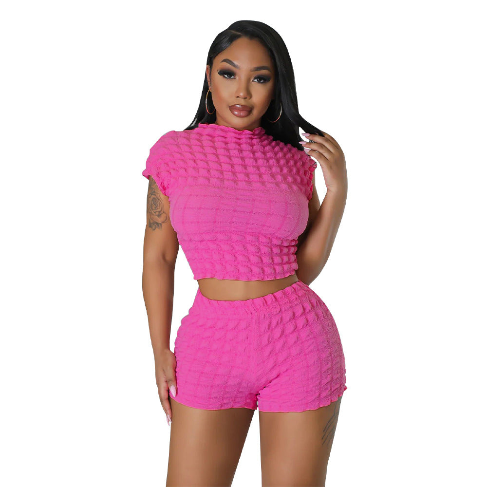 Popcorn Bubble Two-piece Shorts Set