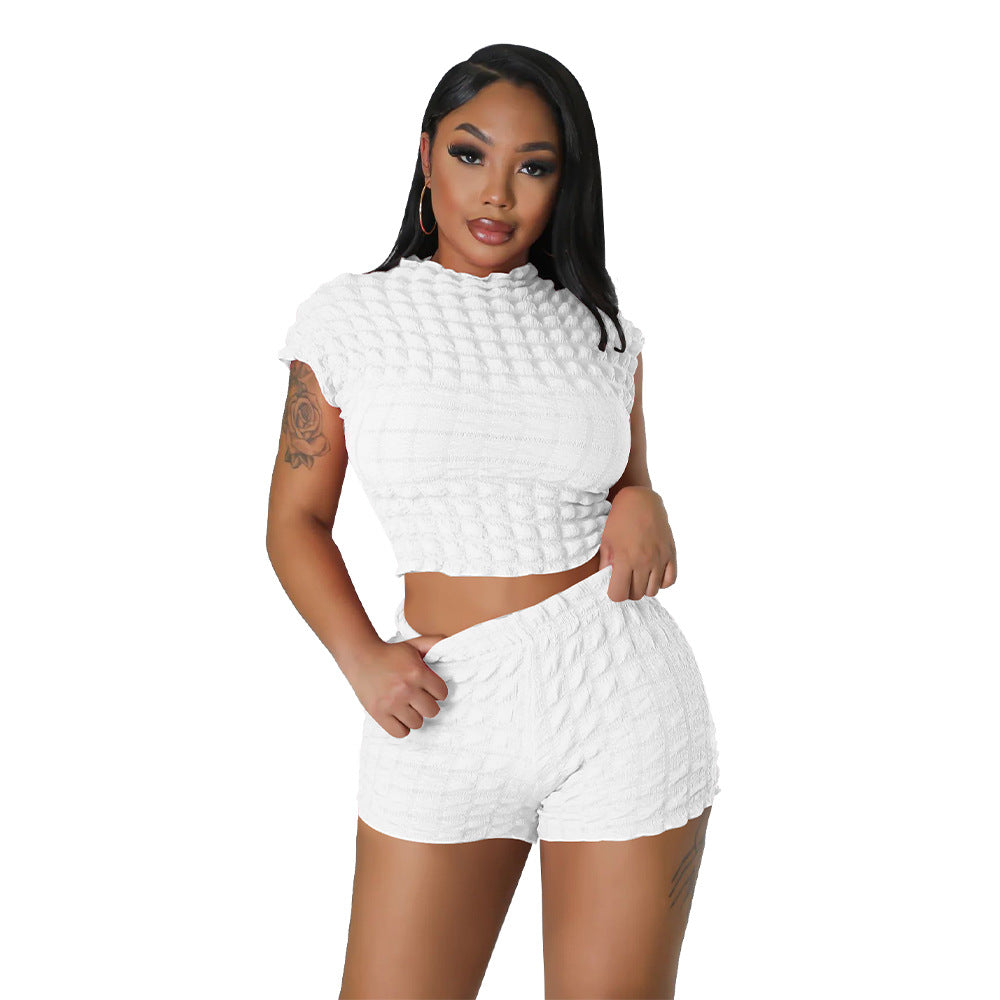Popcorn Bubble Two-piece Shorts Set