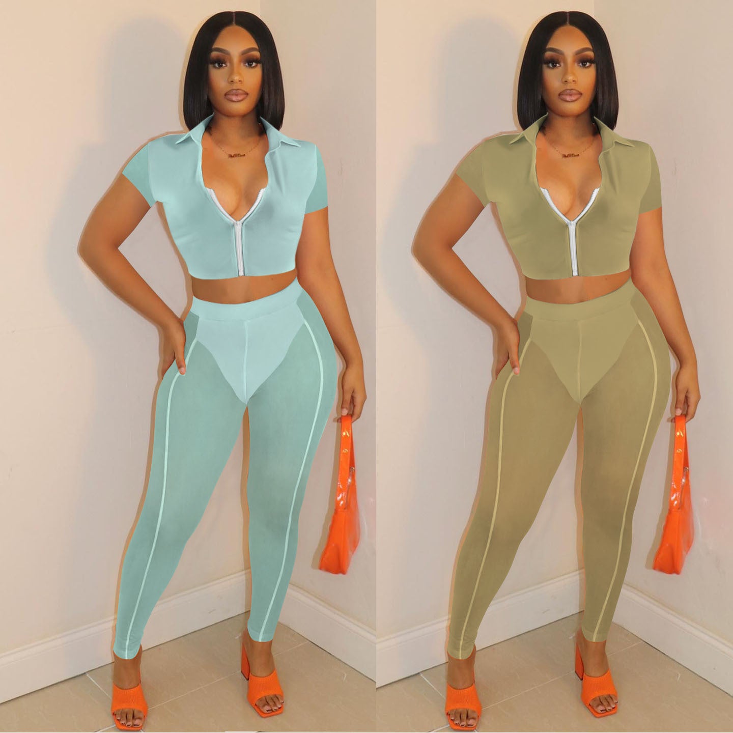 Summer Sheer Mesh Casual Set