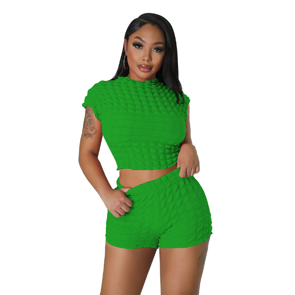 Popcorn Bubble Two-piece Shorts Set