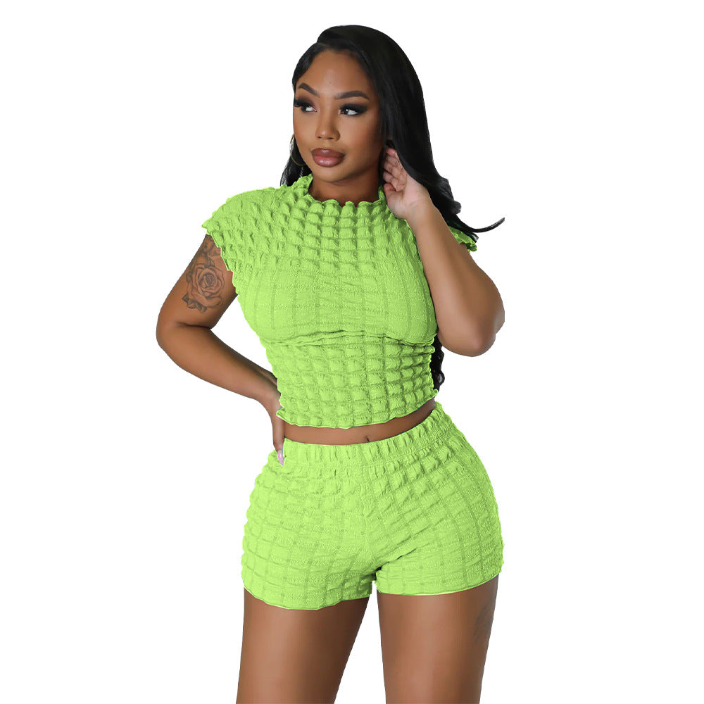 Popcorn Bubble Two-piece Shorts Set